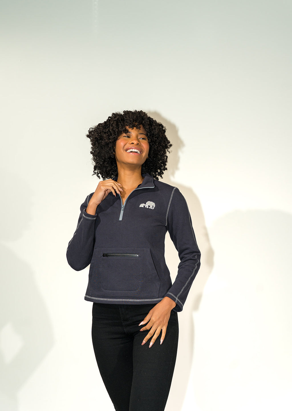 Navy Crop Standing Collar