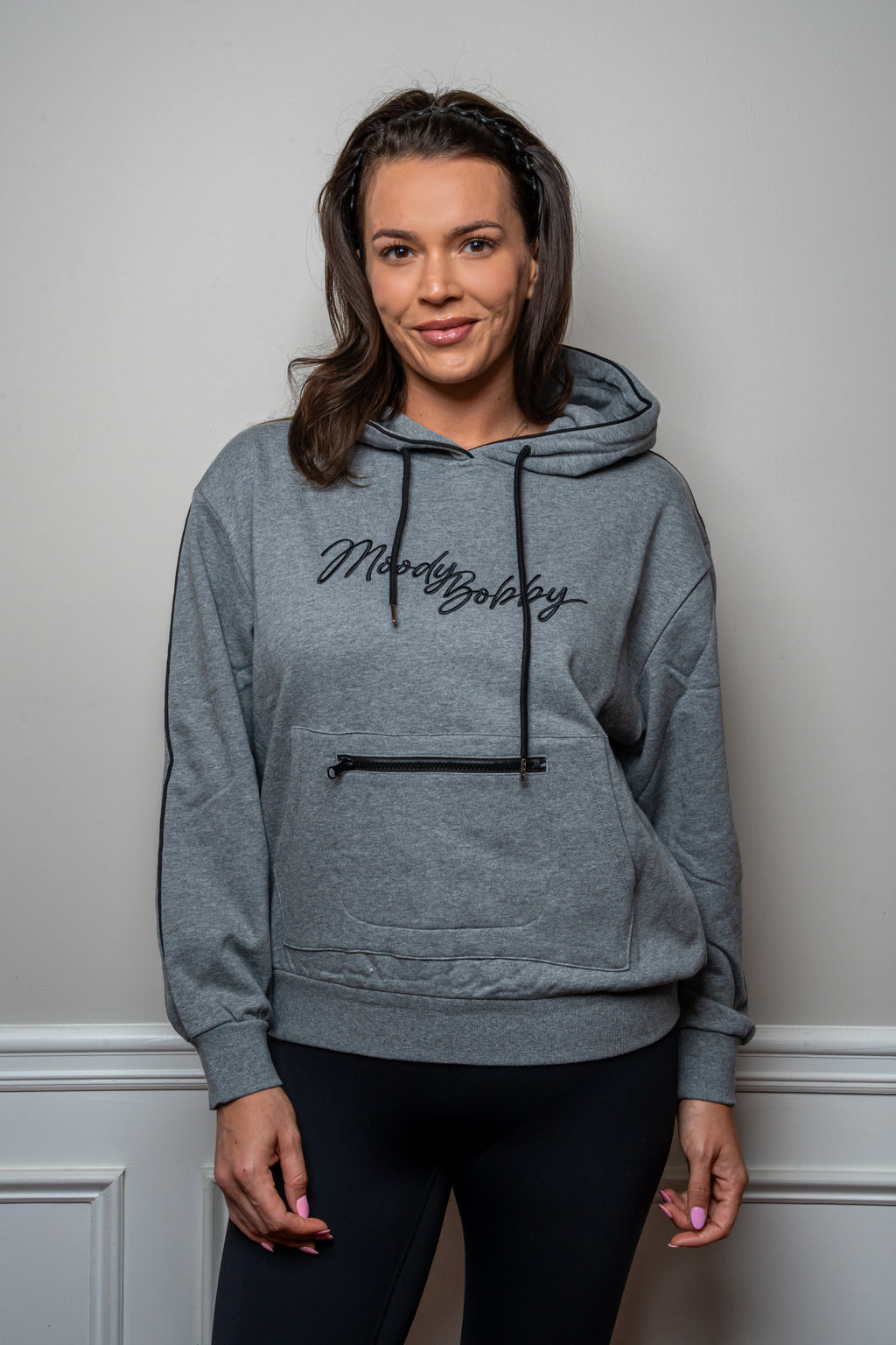 Deep Gray Signature Black Trim Hoodie
