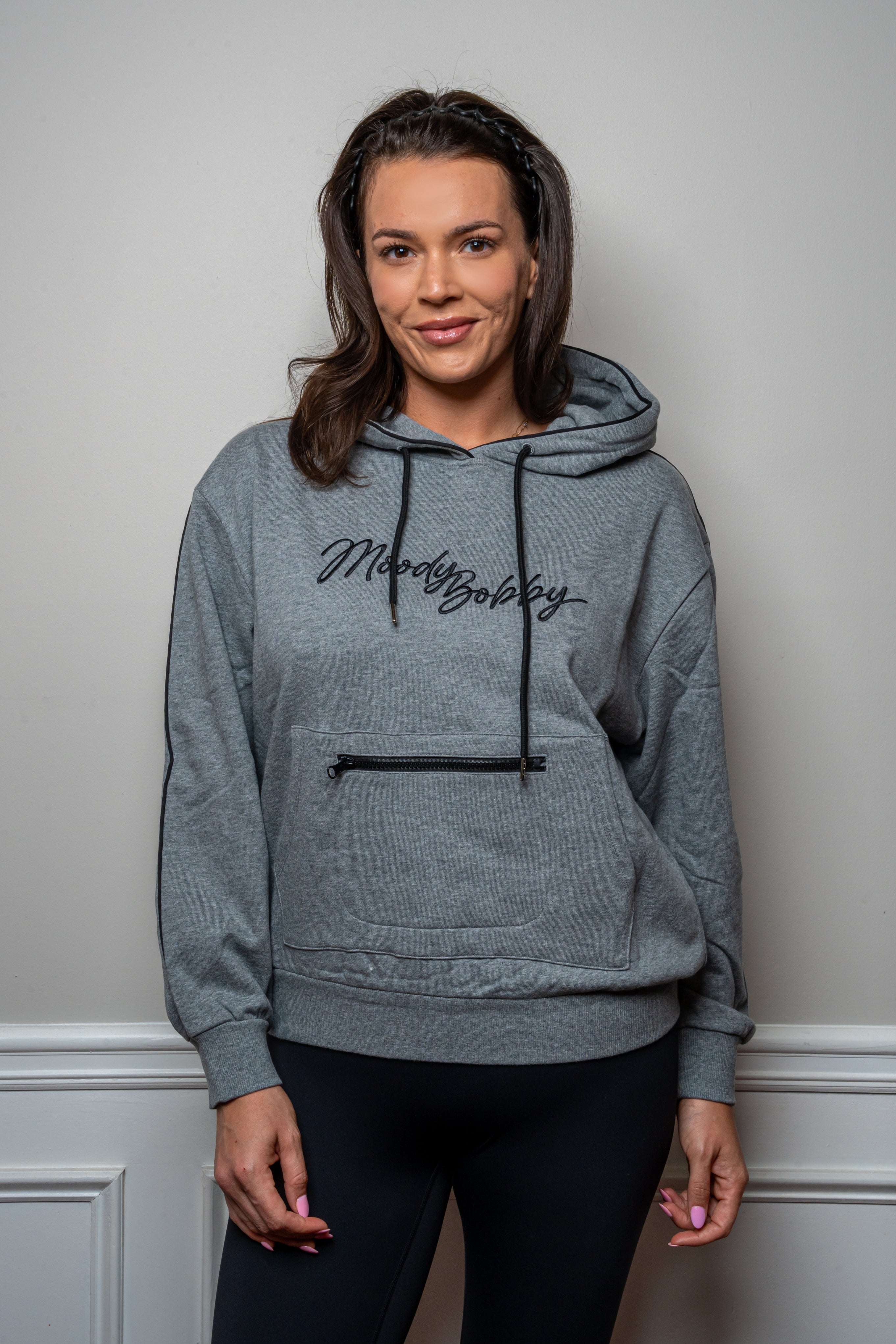 Deep Gray Signature Black Trim Hoodie