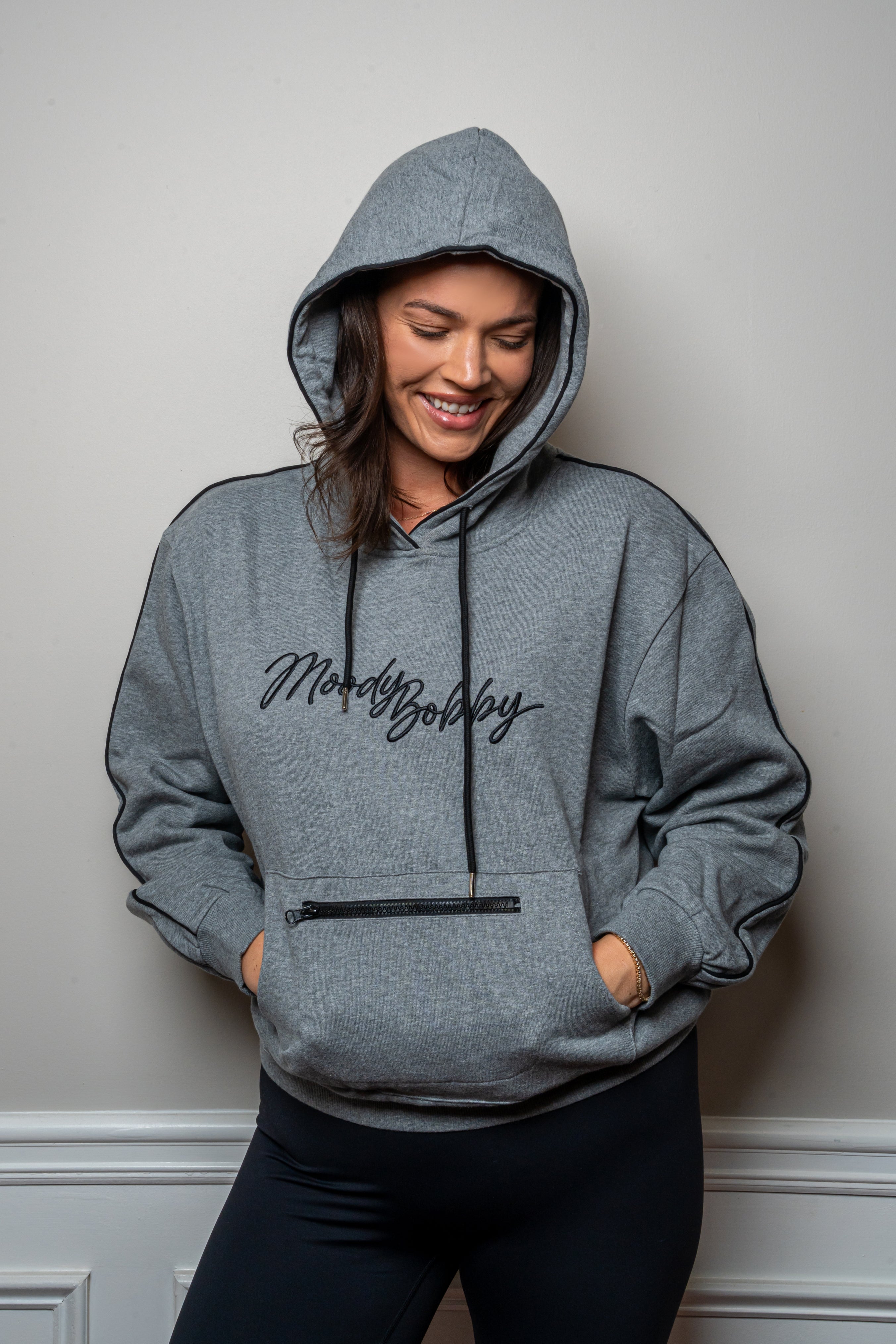 Deep Gray Signature Black Trim Hoodie