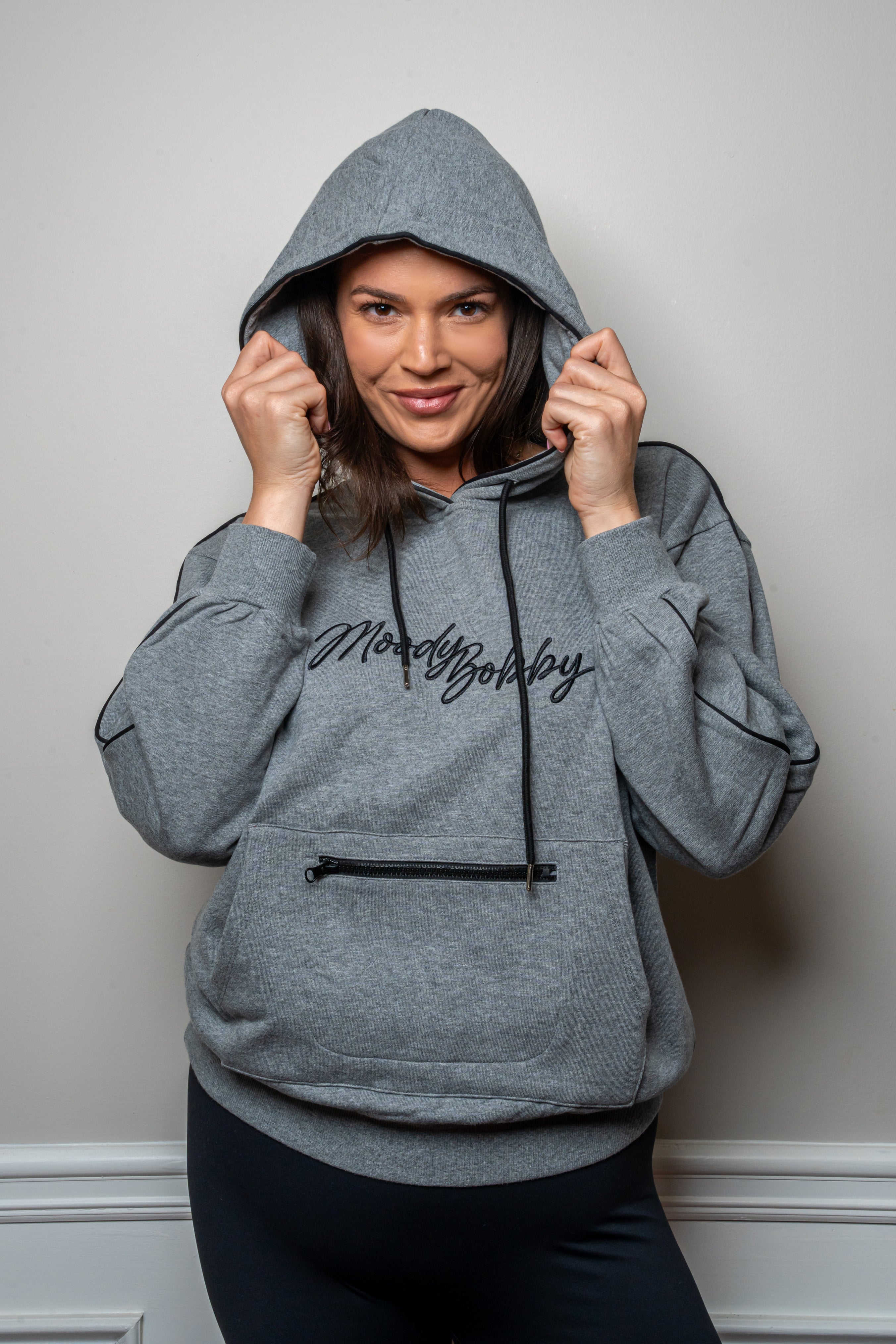 Deep Gray Signature Black Trim Hoodie