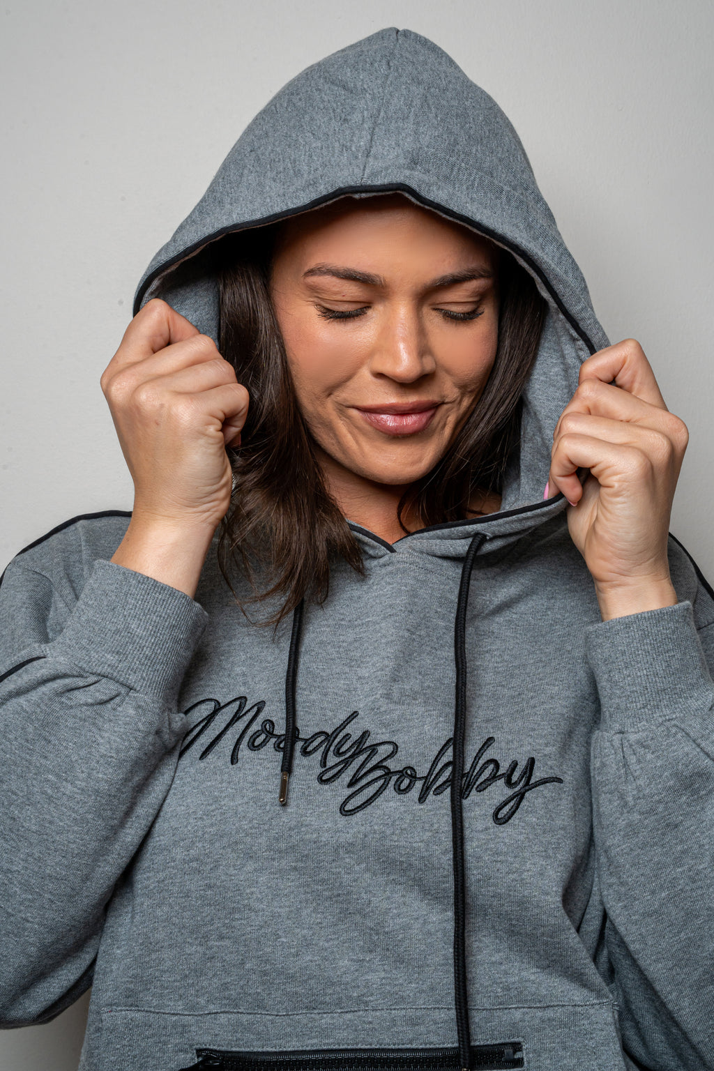 Deep Gray Signature Black Trim Hoodie