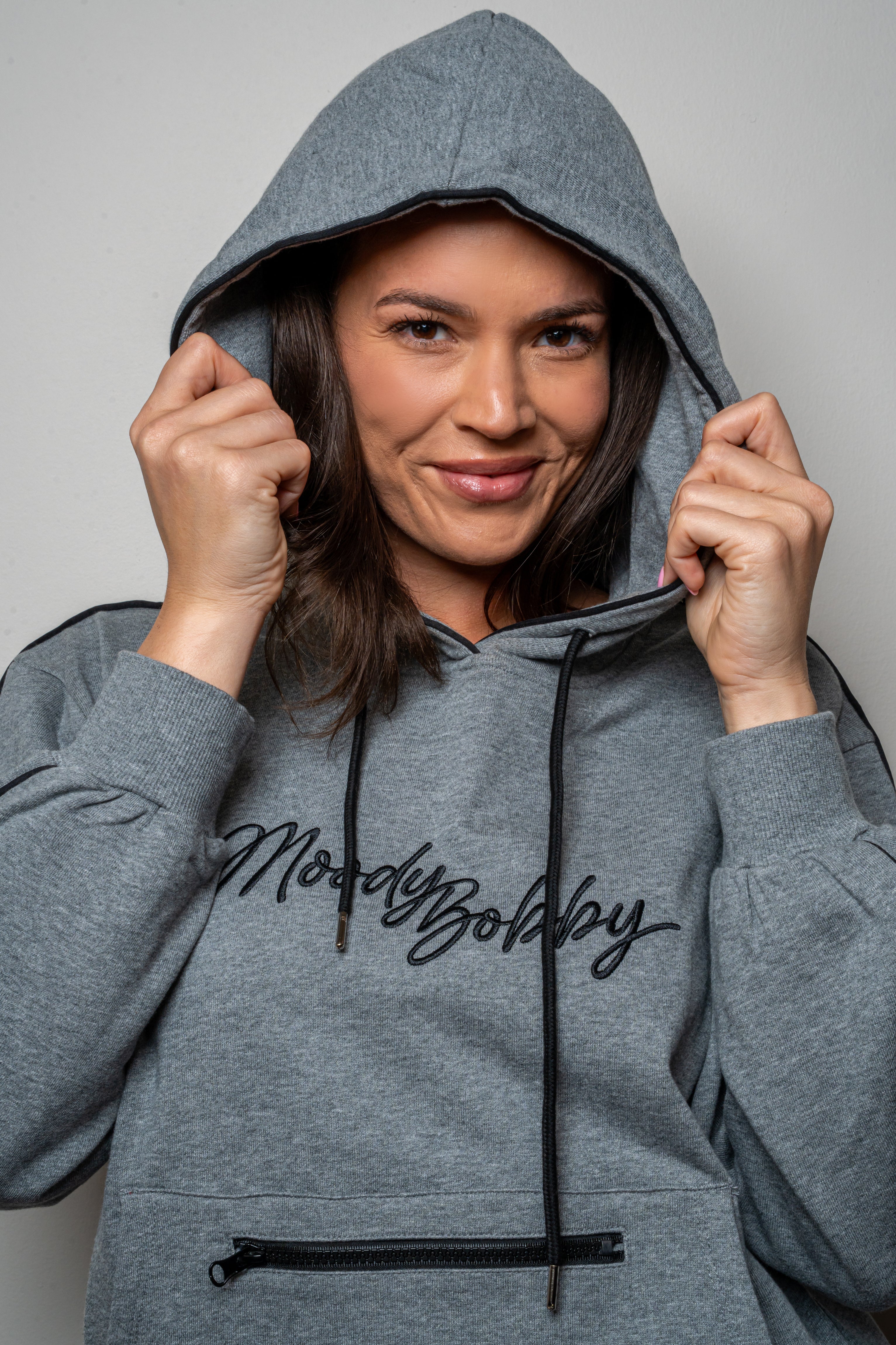 Deep Gray Signature Black Trim Hoodie