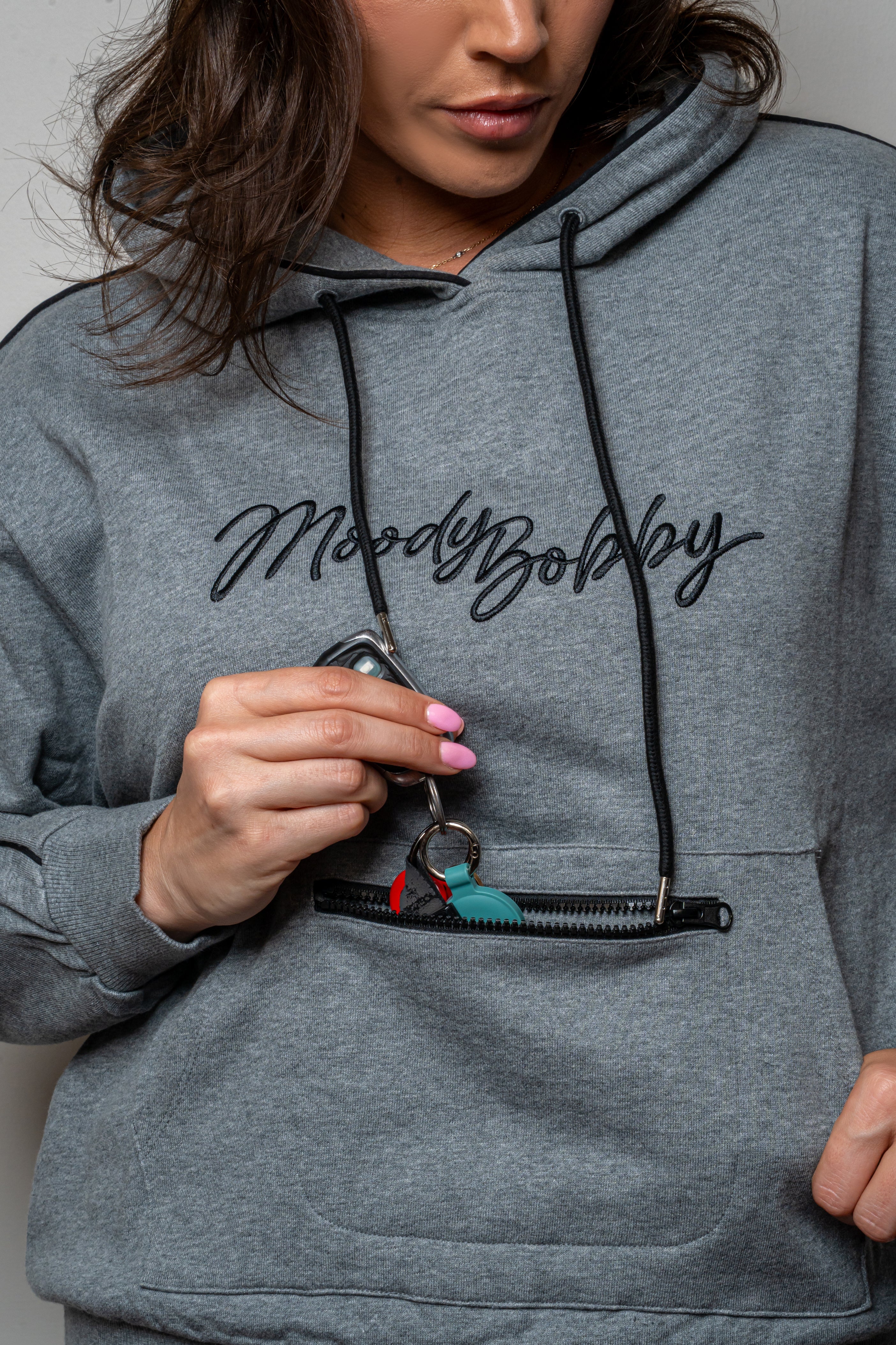 Deep Gray Signature Black Trim Hoodie