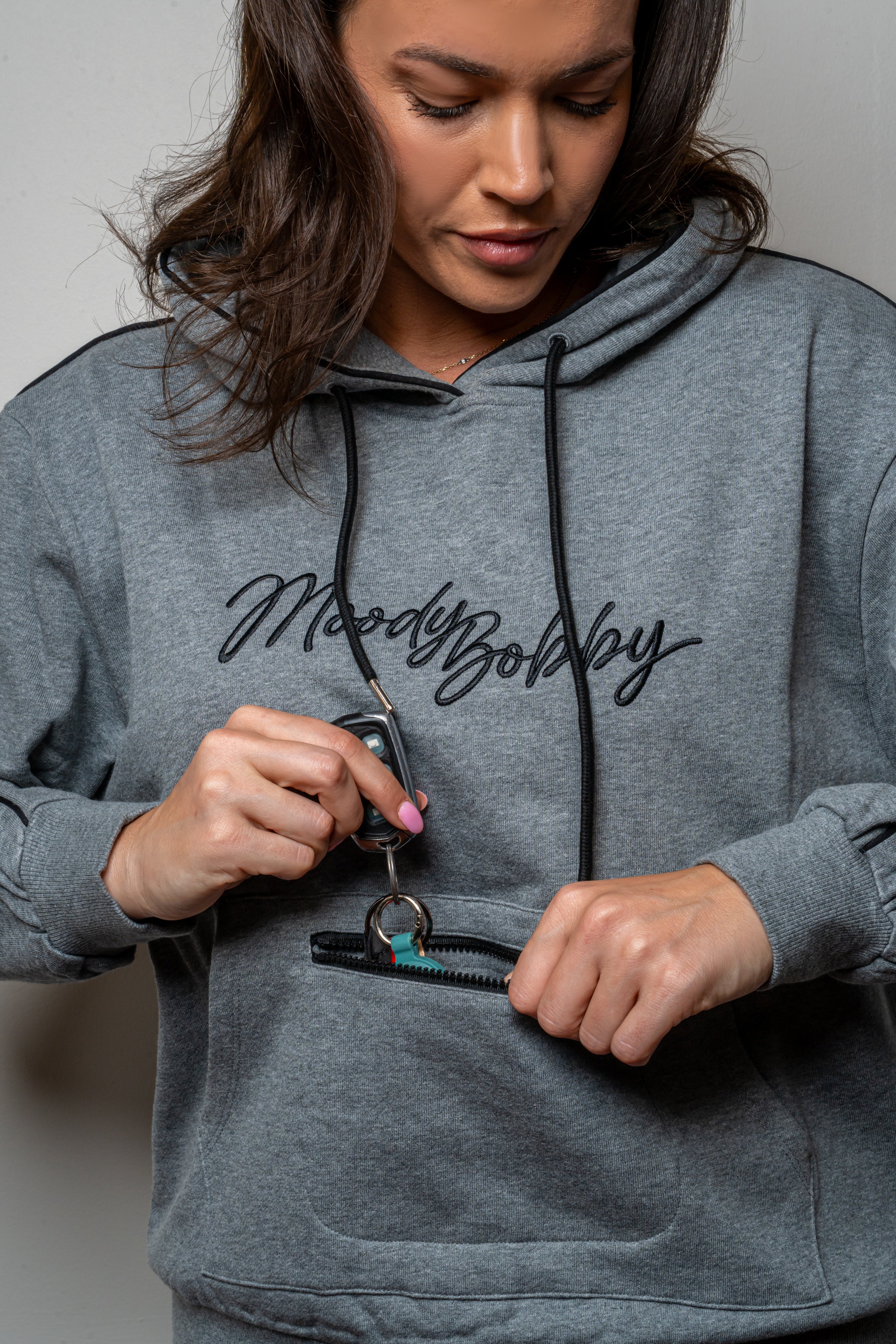 Deep Gray Signature Black Trim Hoodie