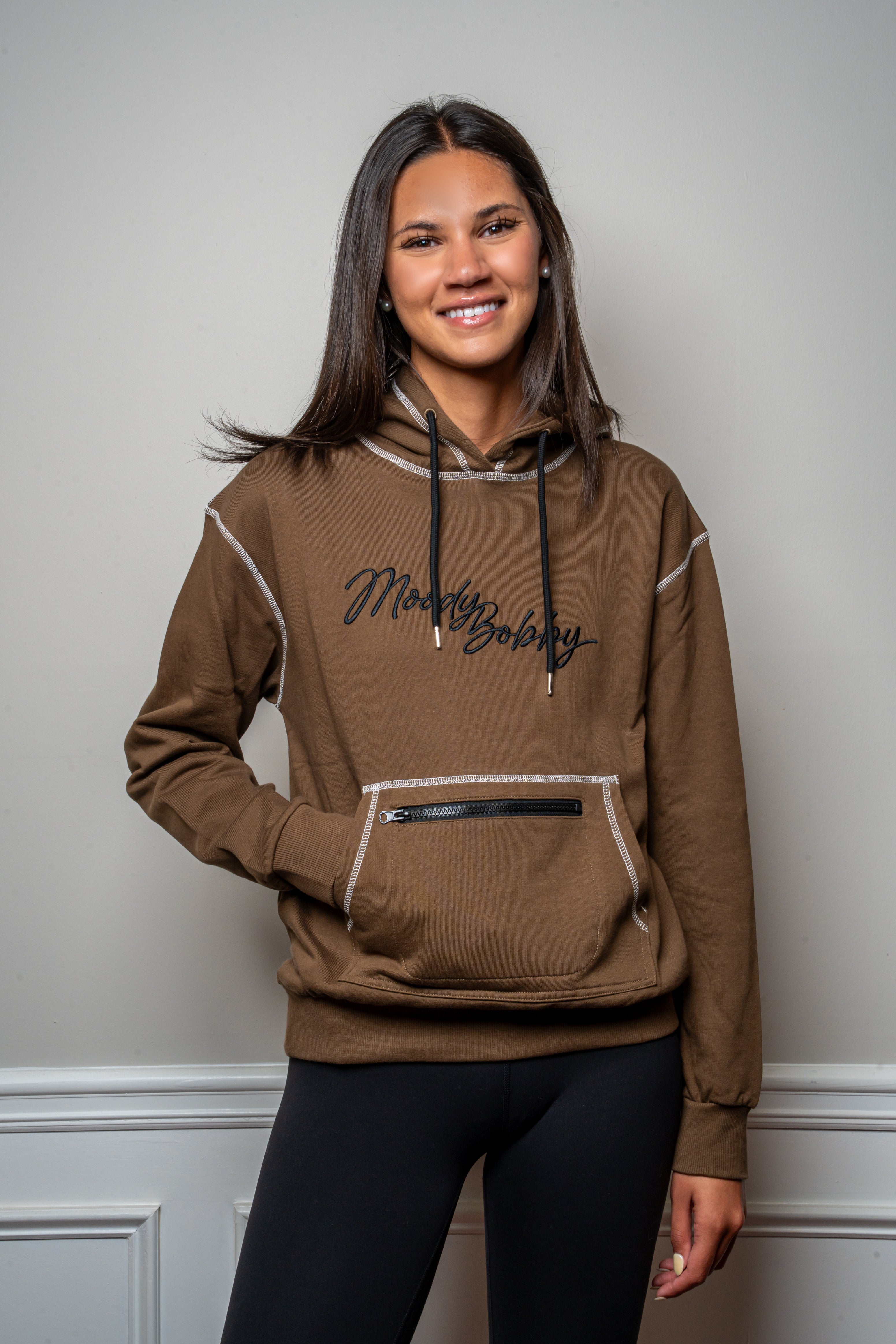 Coffee Brown Signature Contrast Stitch Hoodie