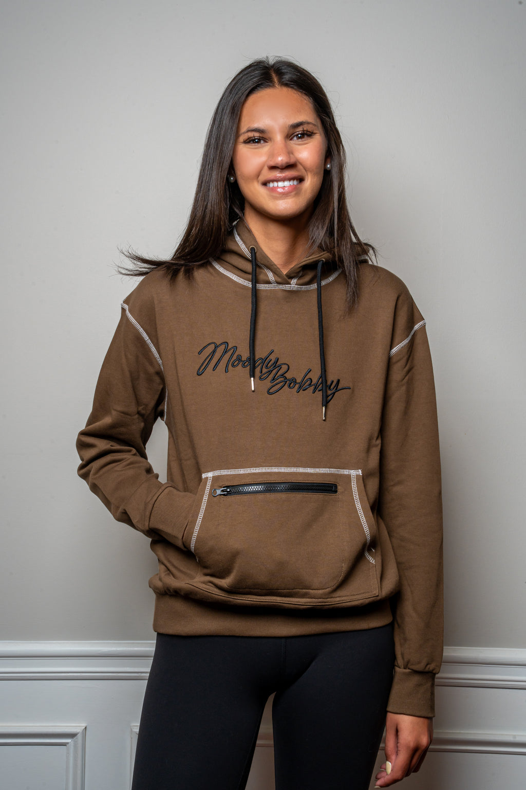 Coffee Brown Signature Contrast Stitch Hoodie