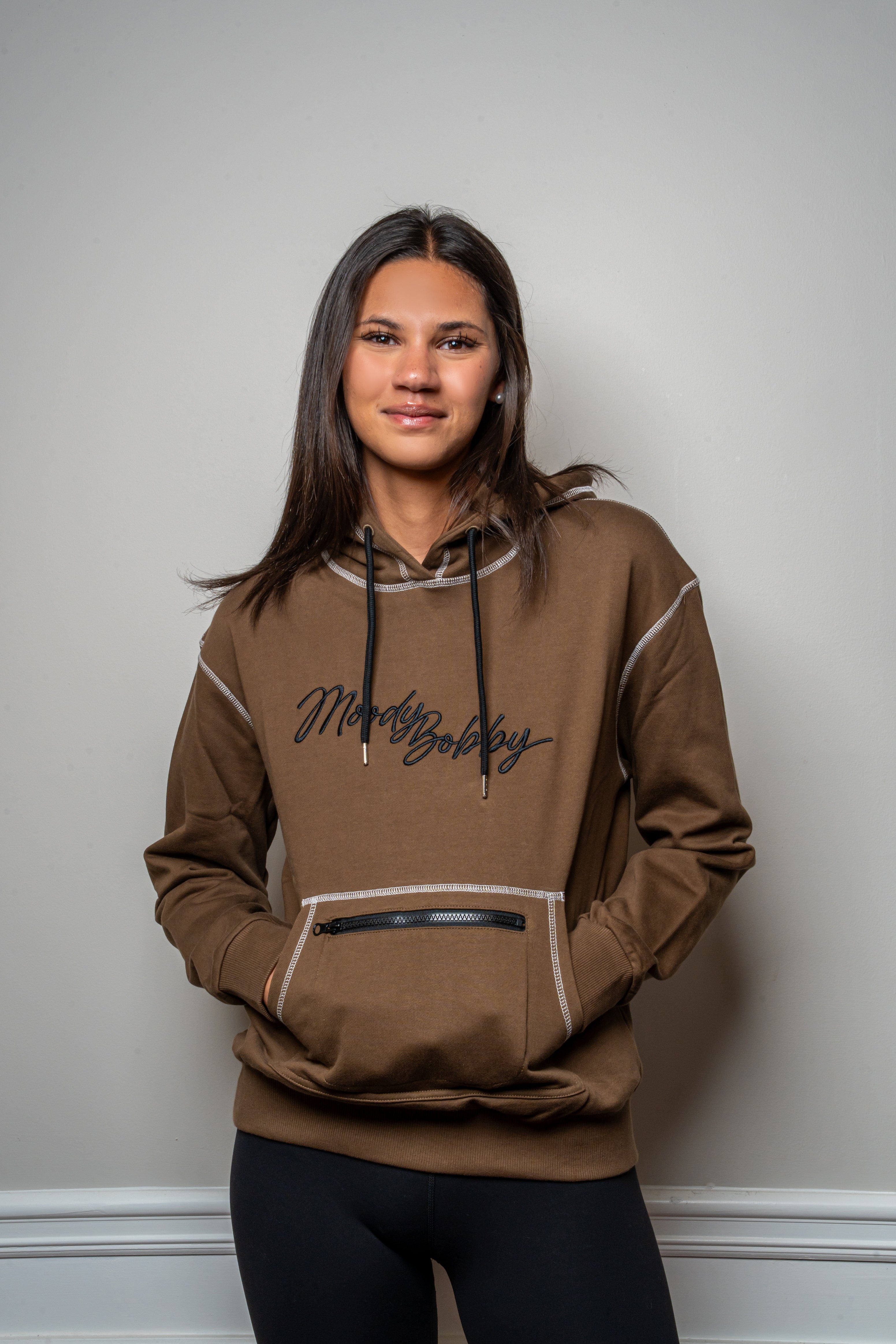 Coffee Brown Signature Contrast Stitch Hoodie