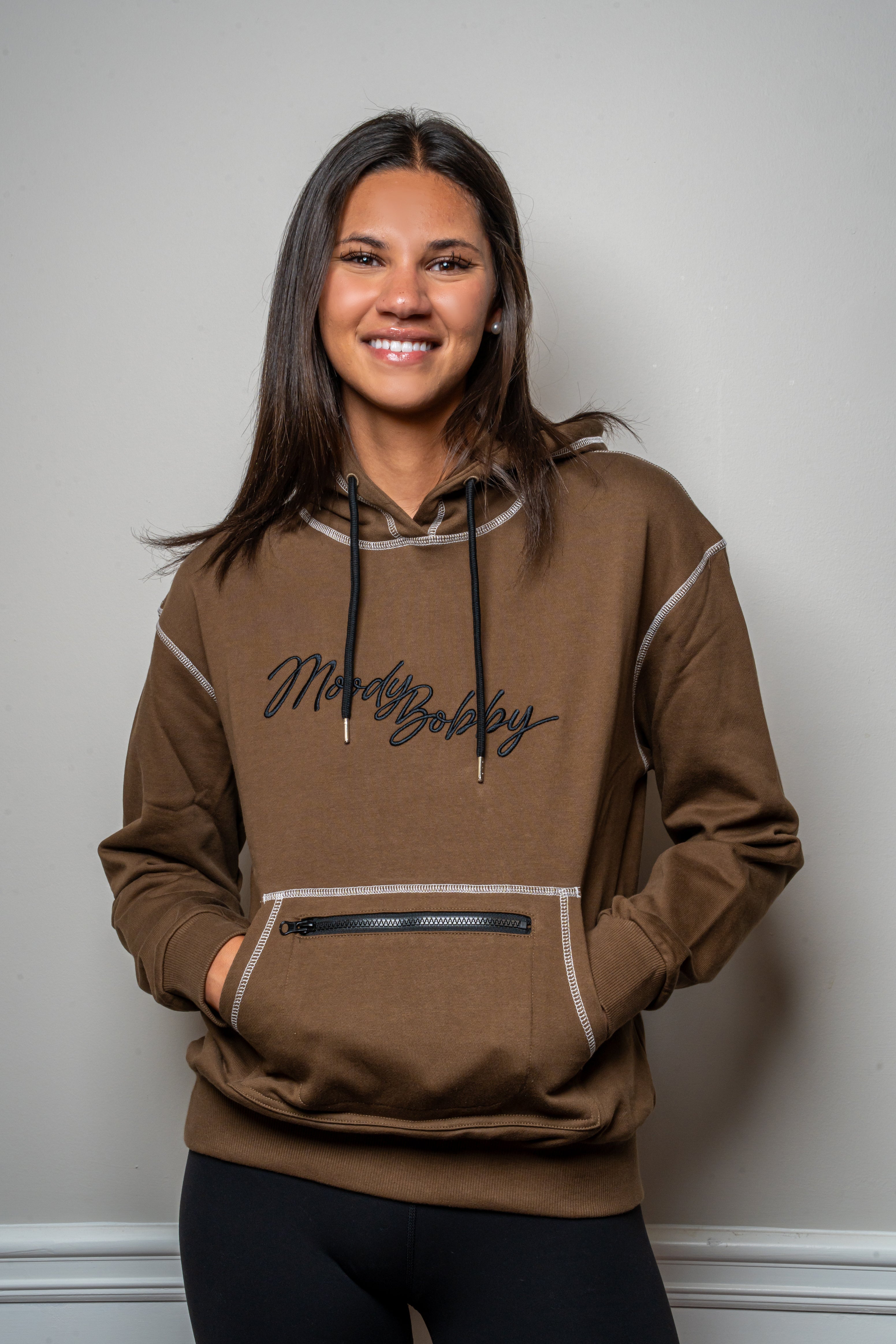 Coffee Brown Signature Contrast Stitch Hoodie