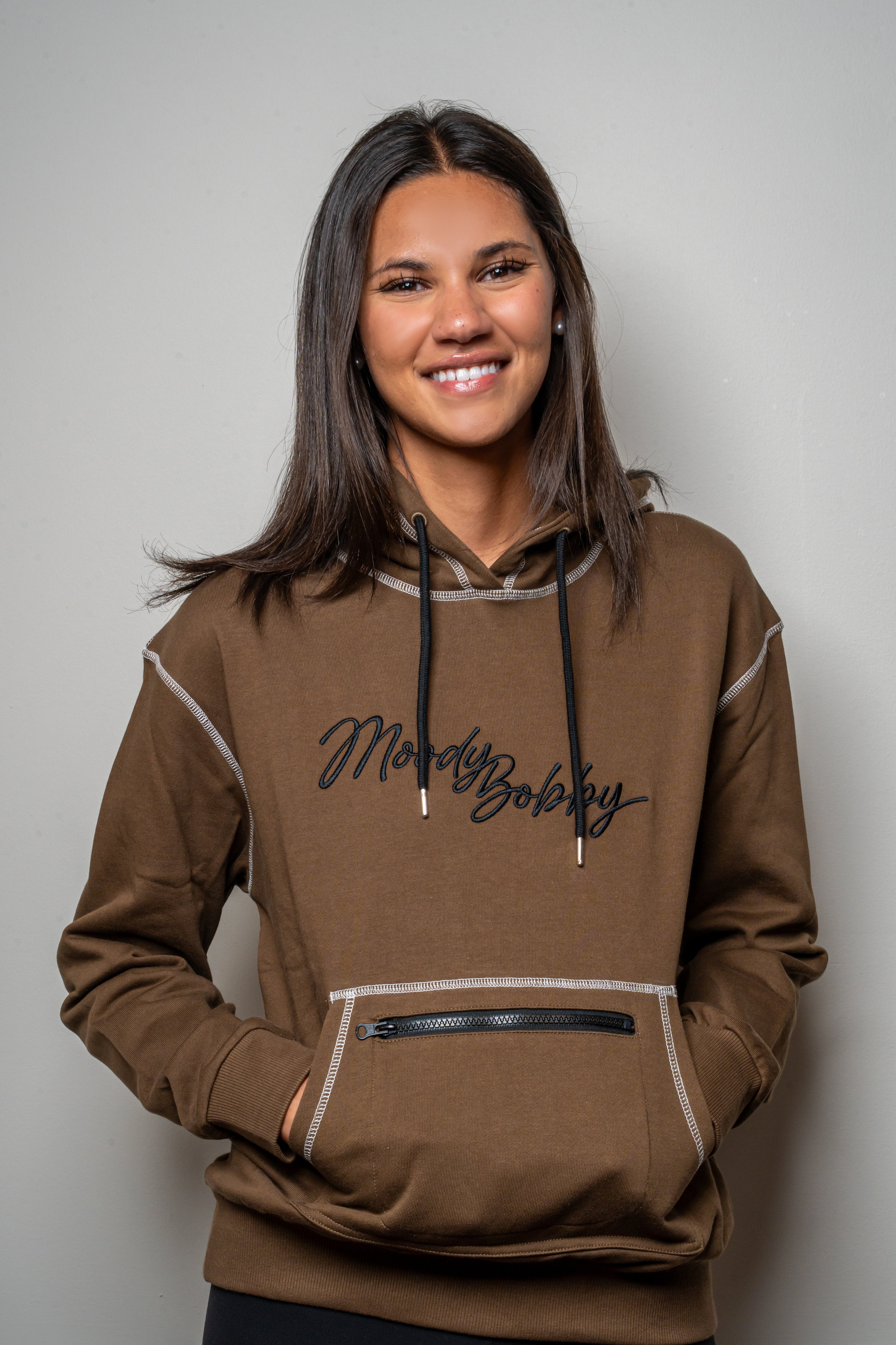 Coffee Brown Signature Contrast Stitch Hoodie
