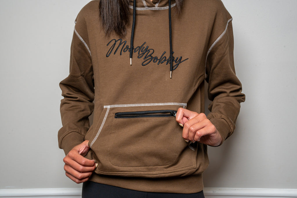 Coffee Brown Signature Contrast Stitch Hoodie
