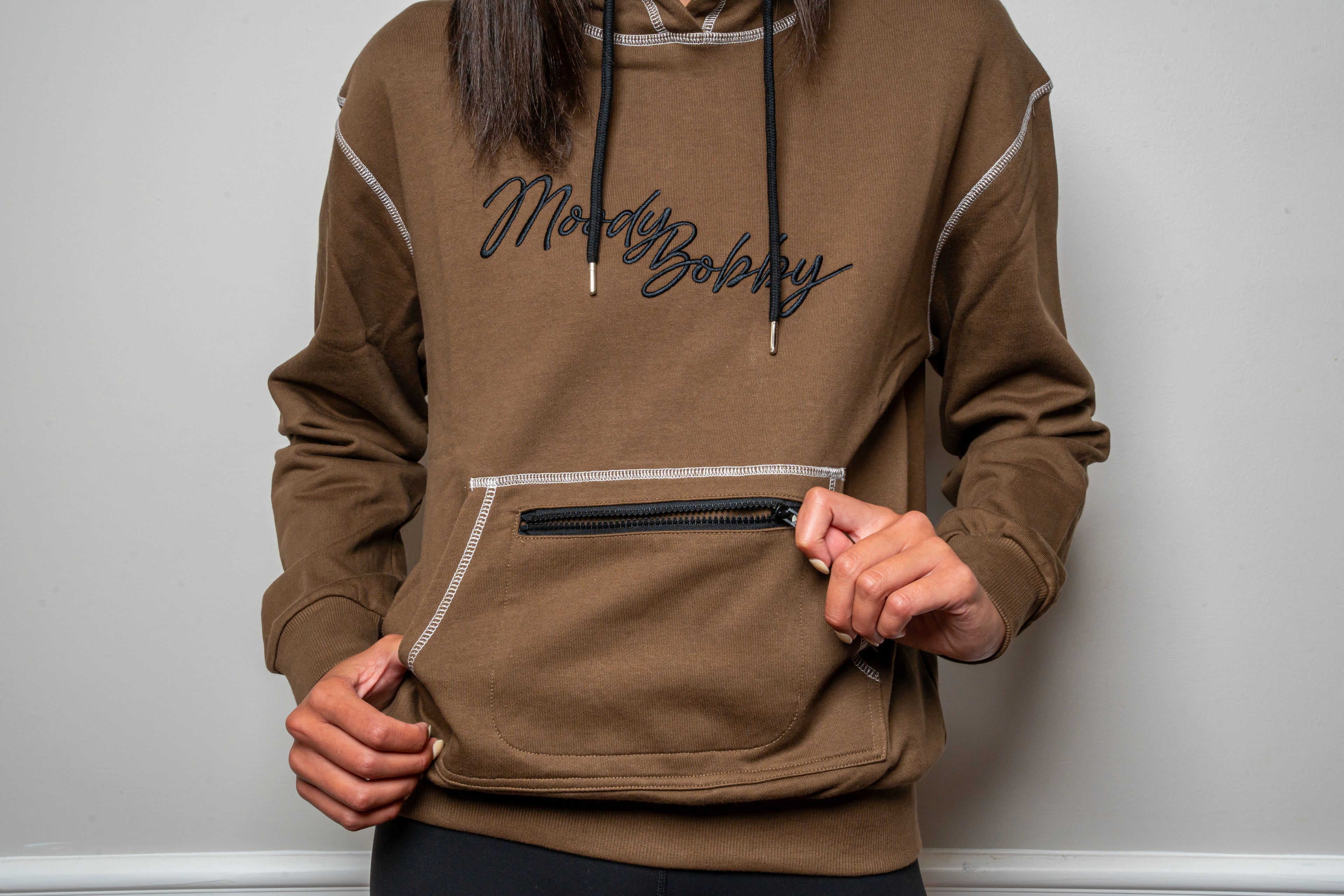 Coffee Brown Signature Contrast Stitch Hoodie