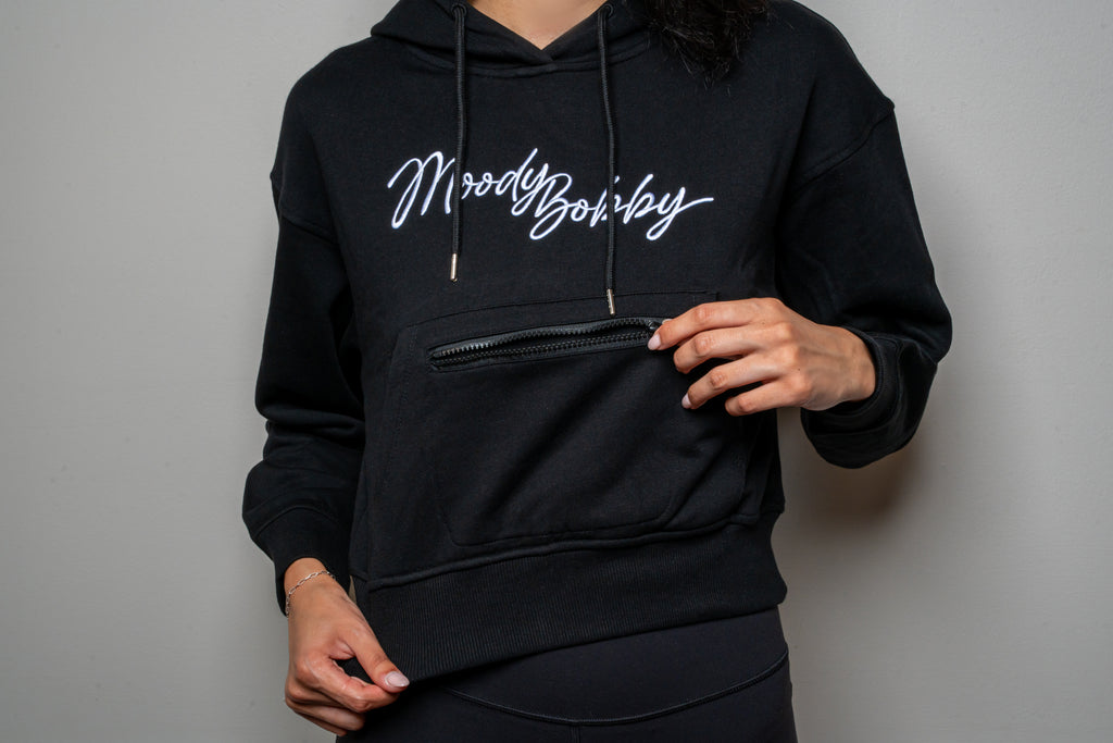 Jet Black Cropped Hoodie