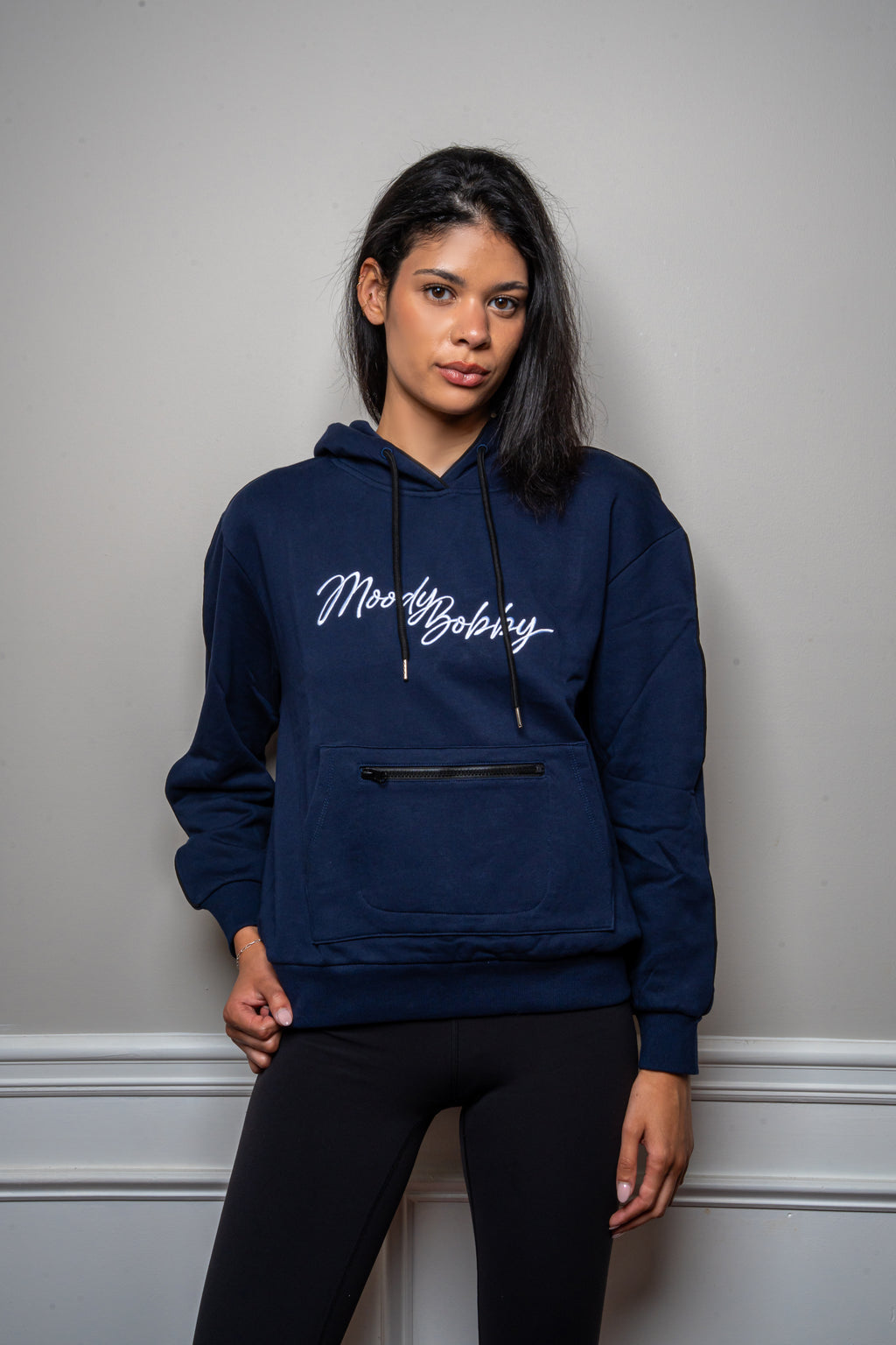 Dark Blue Signature Black Trim Hoodie