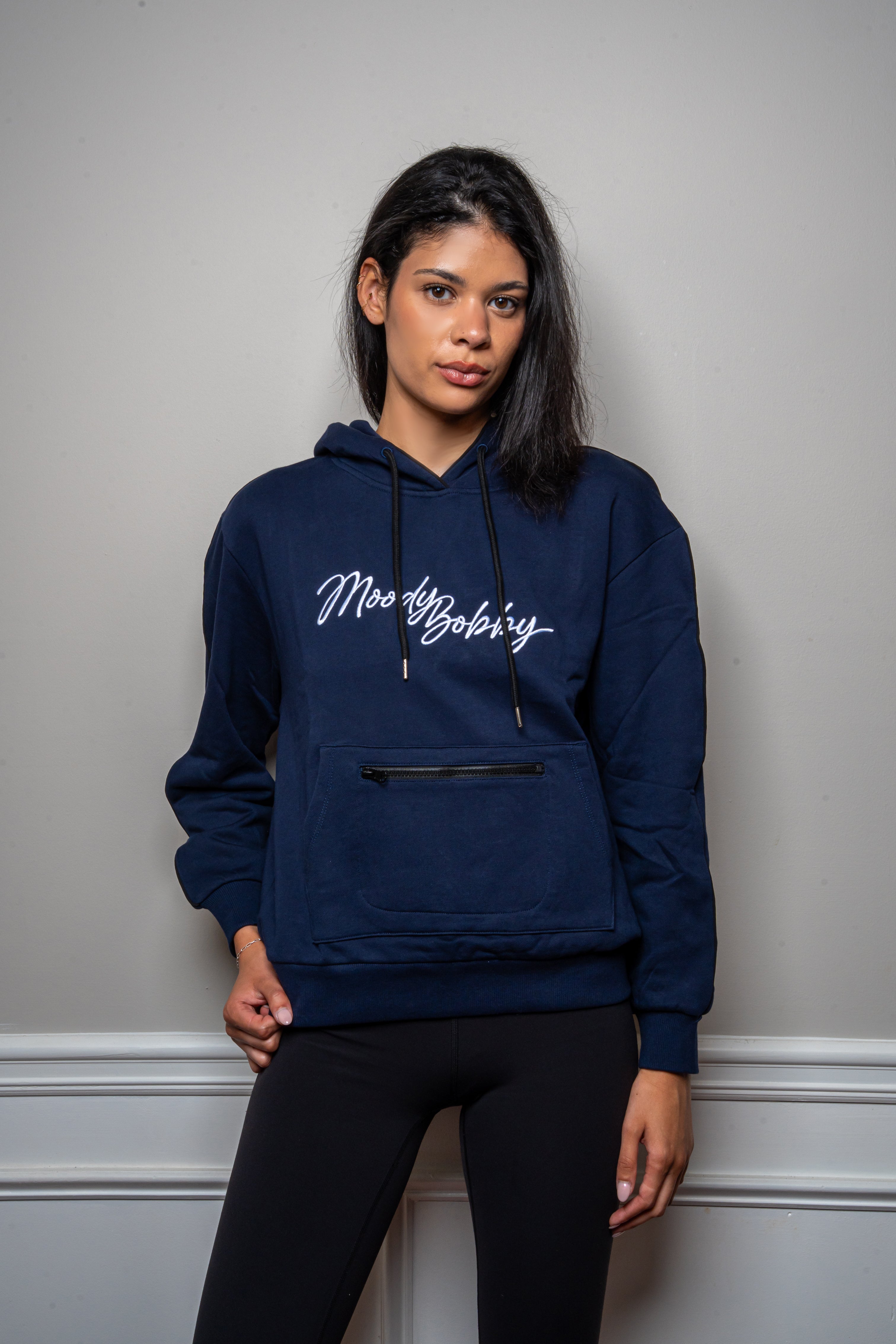 Dark Blue Signature Black Trim Hoodie