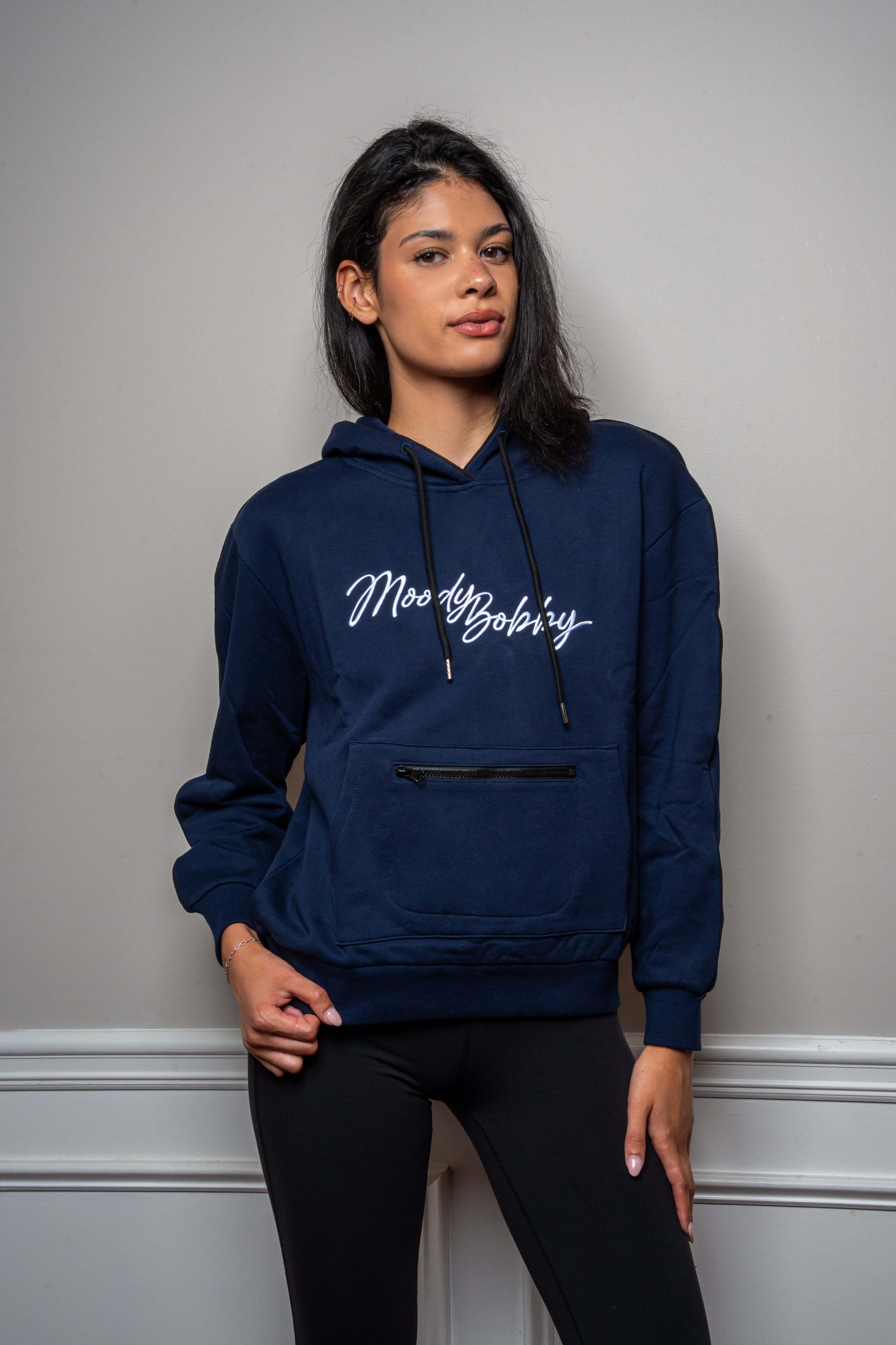 Dark Blue Signature Black Trim Hoodie