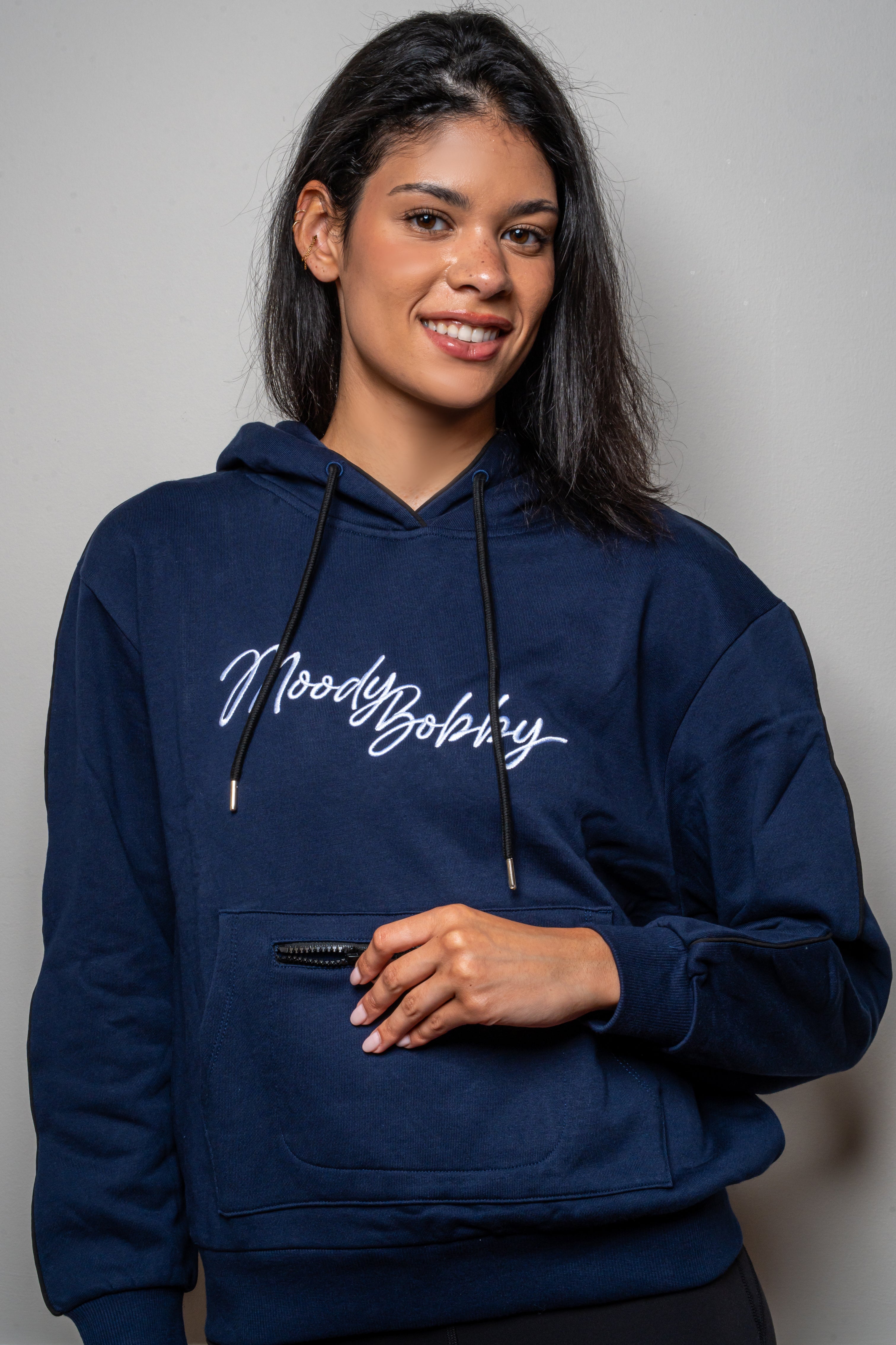 Dark Blue Signature Black Trim Hoodie