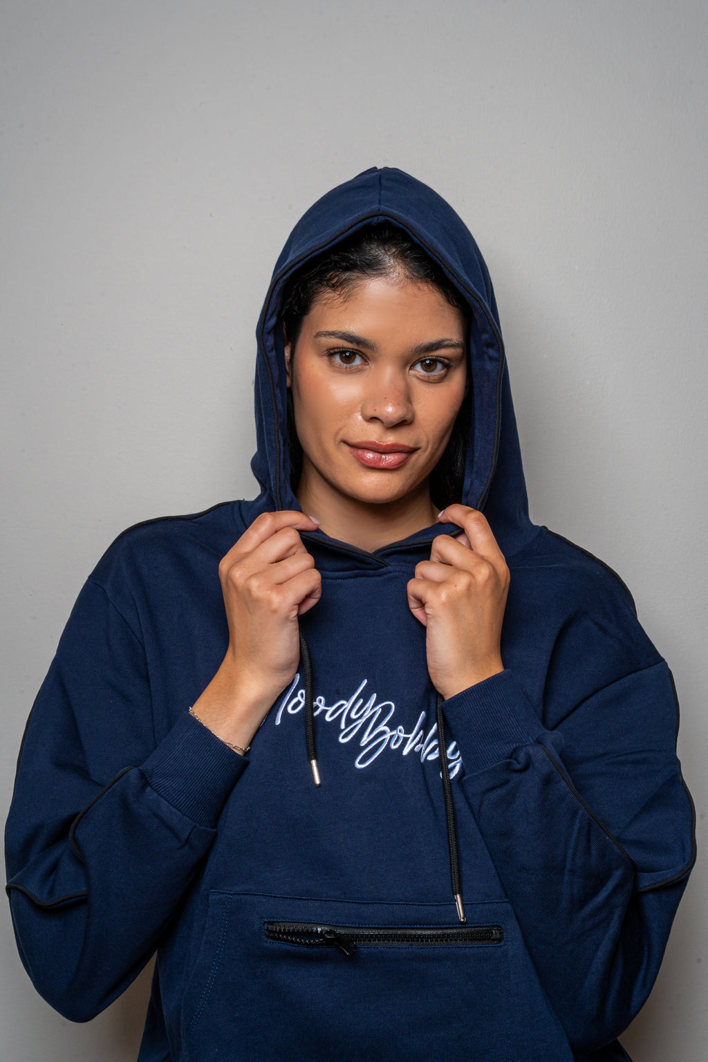Dark Blue Signature Black Trim Hoodie
