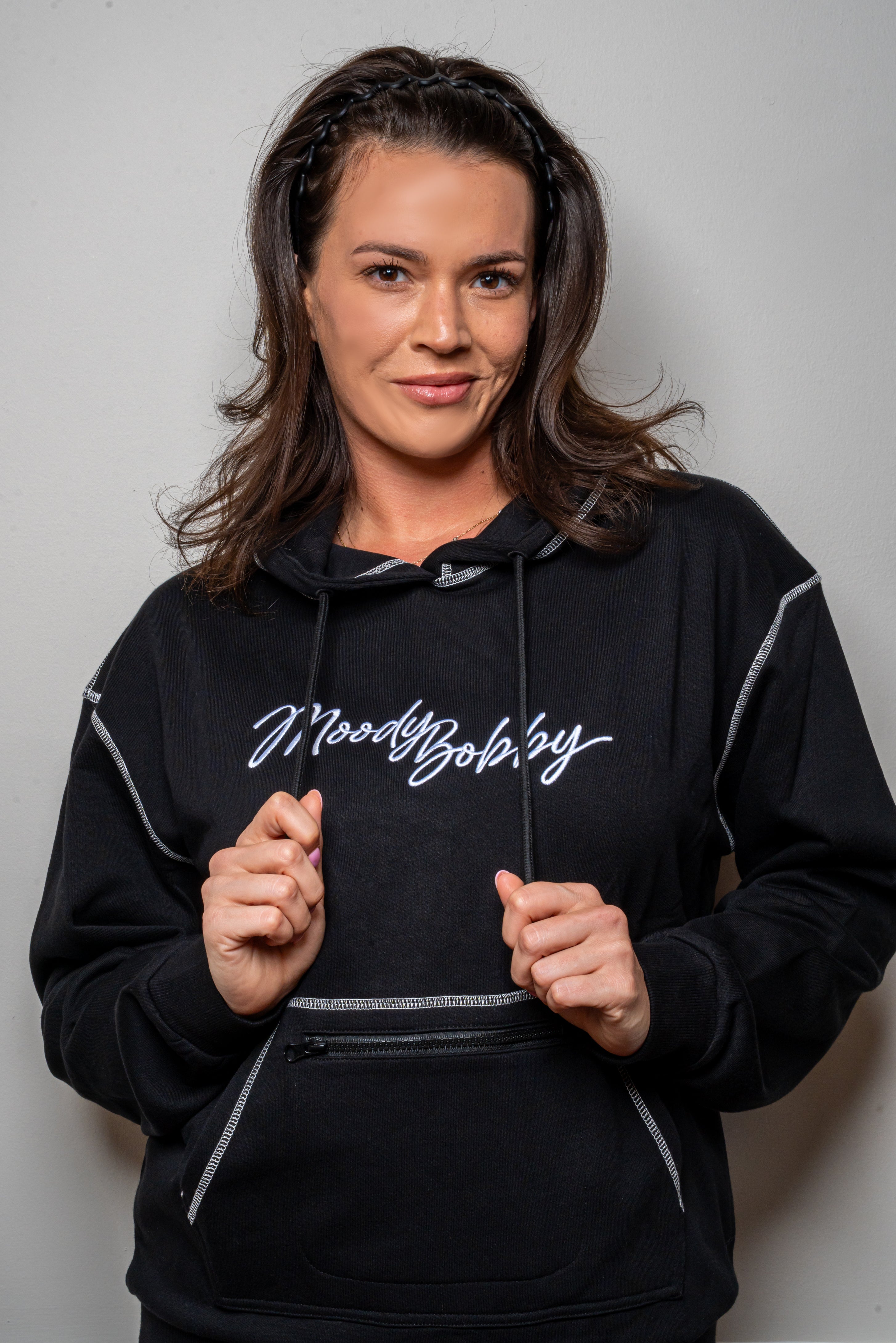 Jet Black Signature Contrast Stitch Hoodie