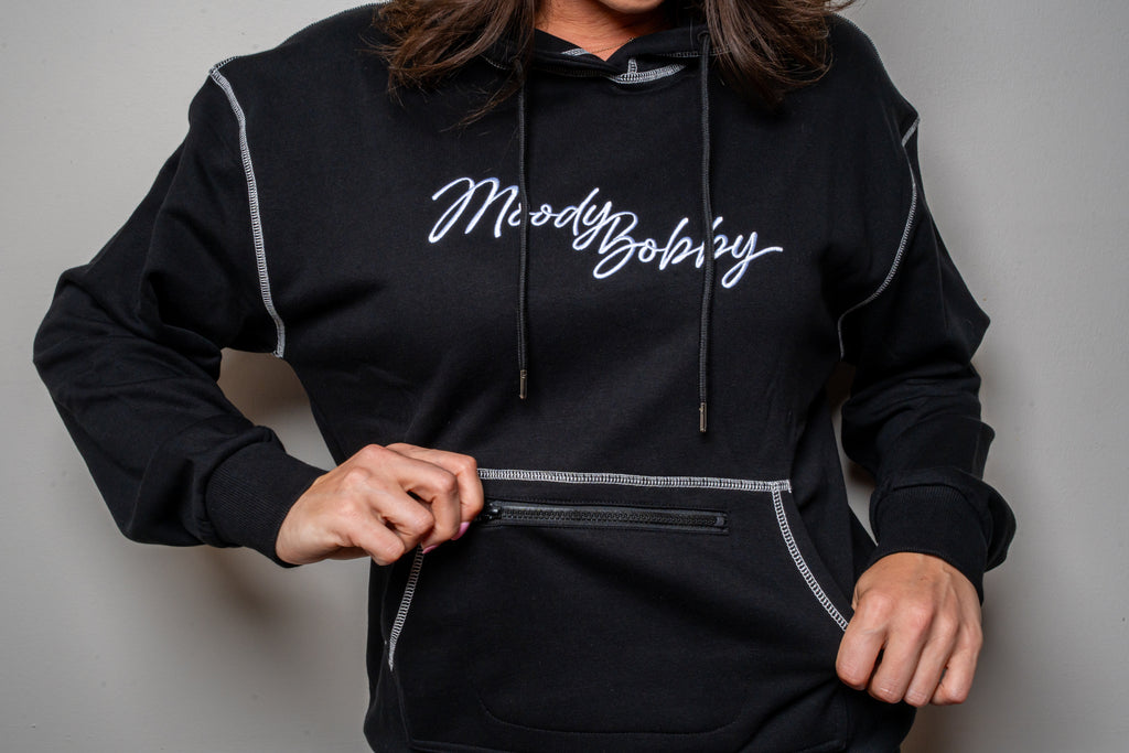 Jet Black Signature Contrast Stitch Hoodie