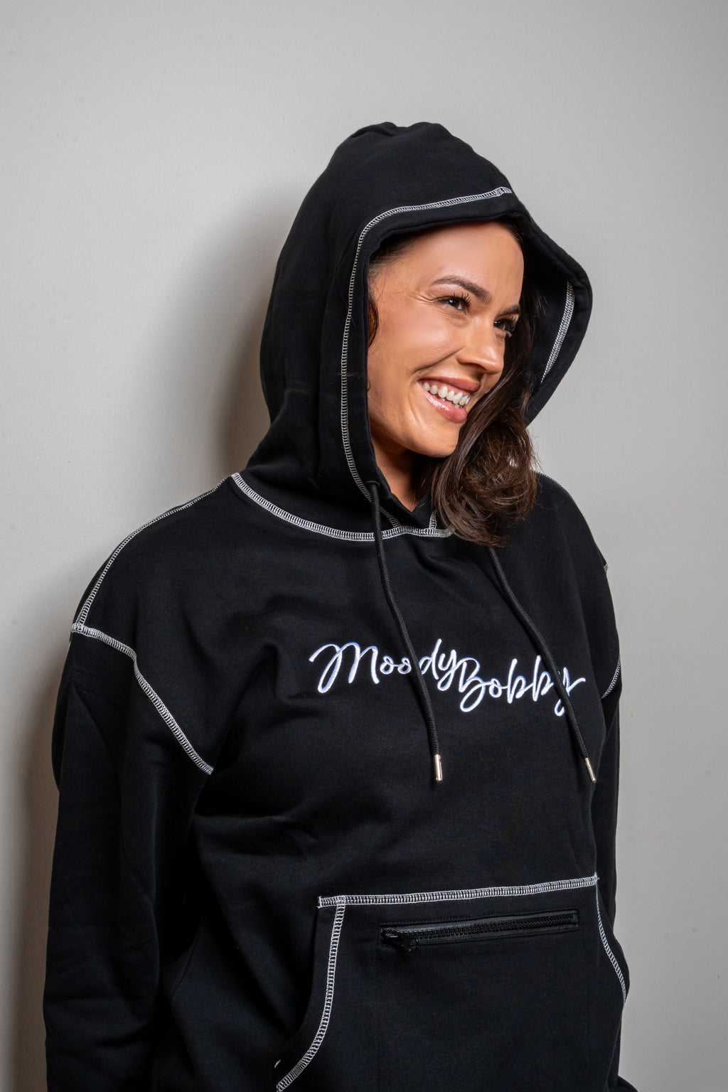 Jet Black Signature Contrast Stitch Hoodie