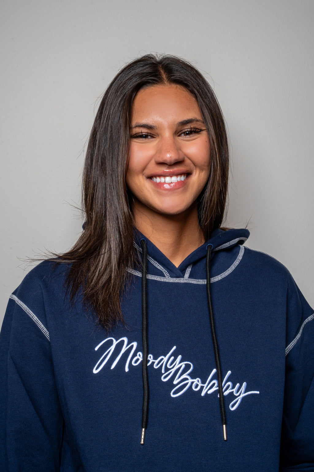 Dark Blue Signature Contrast Stitch Hoodie