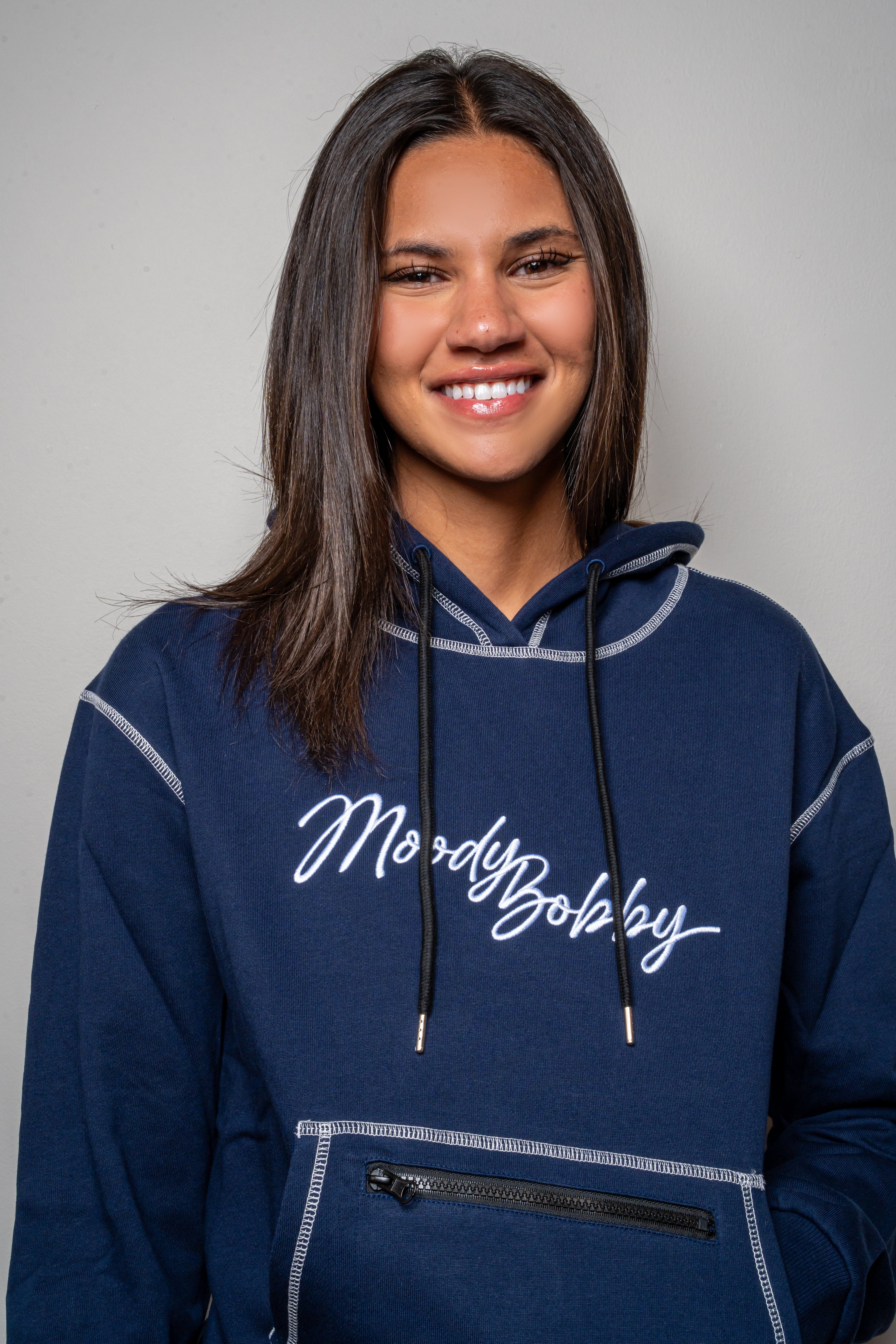 Dark Blue Signature Contrast Stitch Hoodie