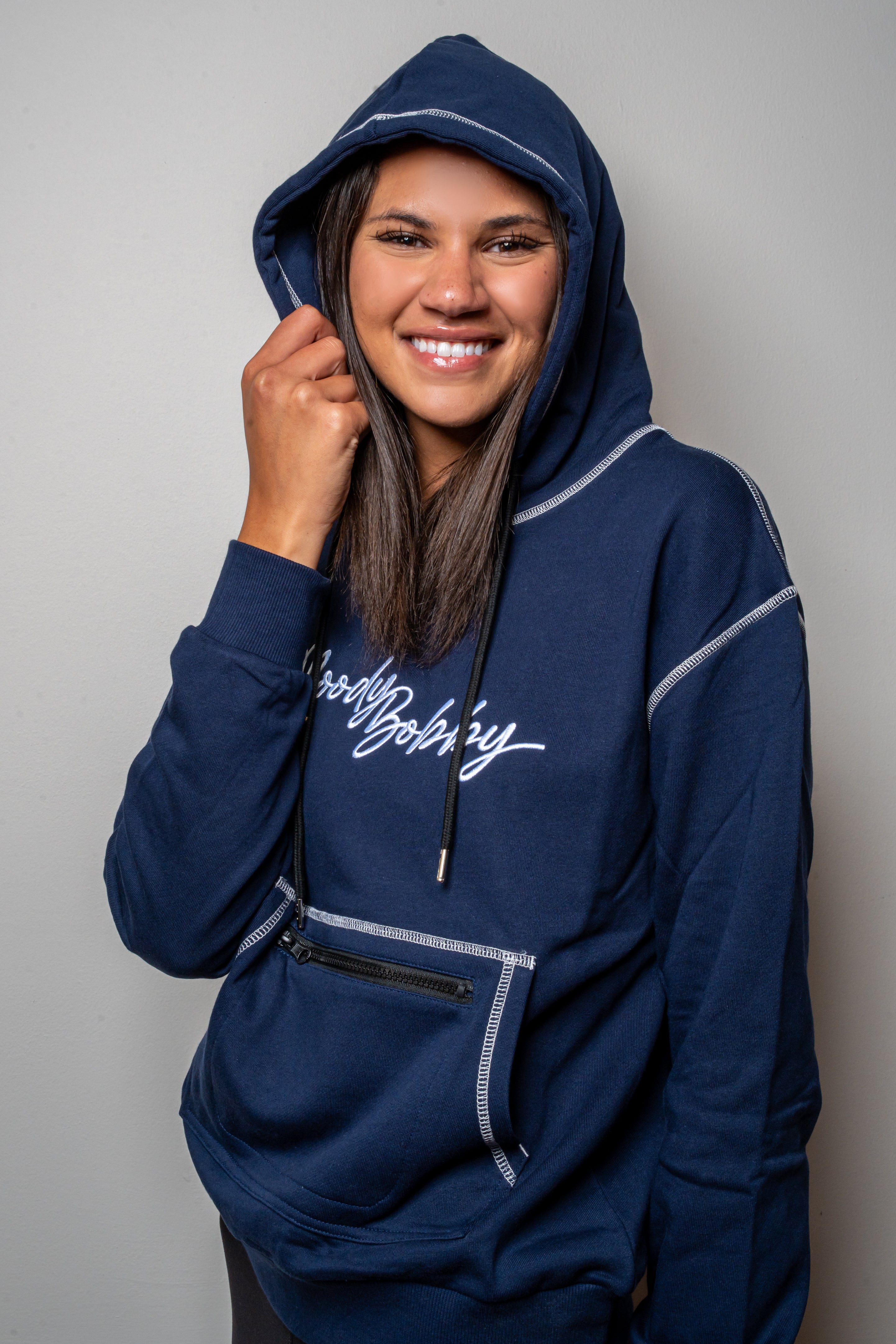 Dark Blue Signature Contrast Stitch Hoodie