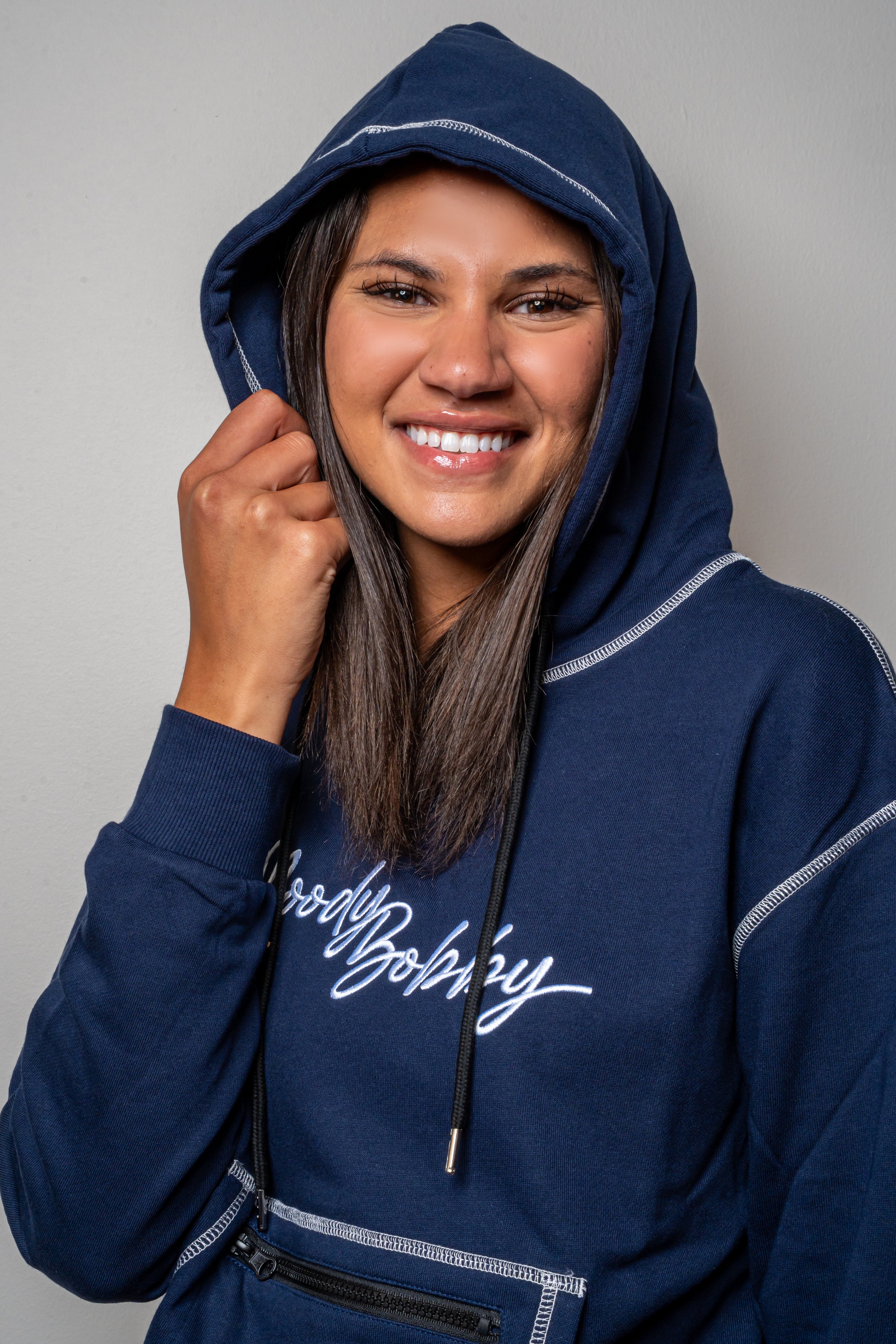Dark Blue Signature Contrast Stitch Hoodie