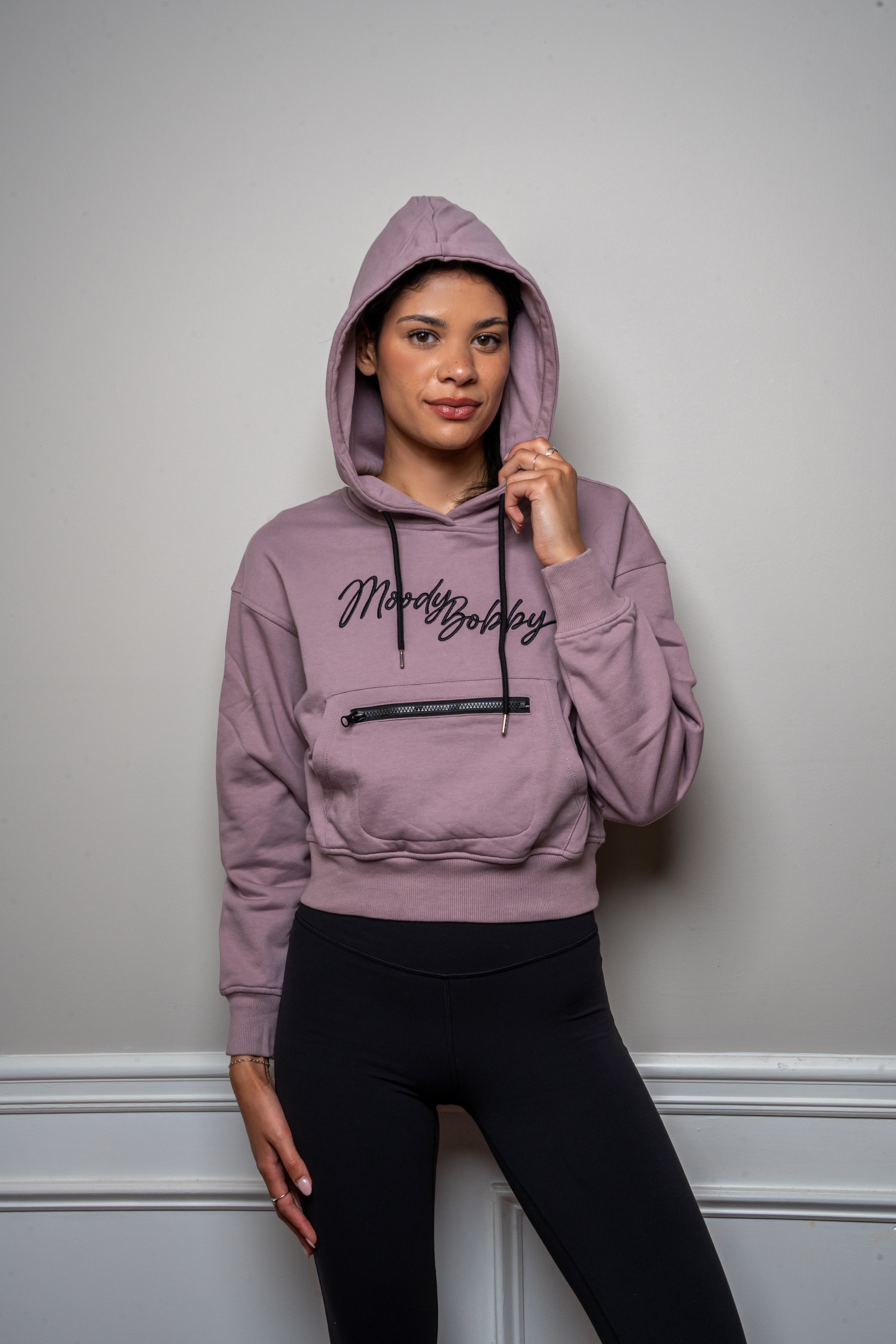 Lavender Cropped Hoodie